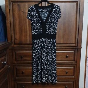Glamour Black and White Floral Midi Dress